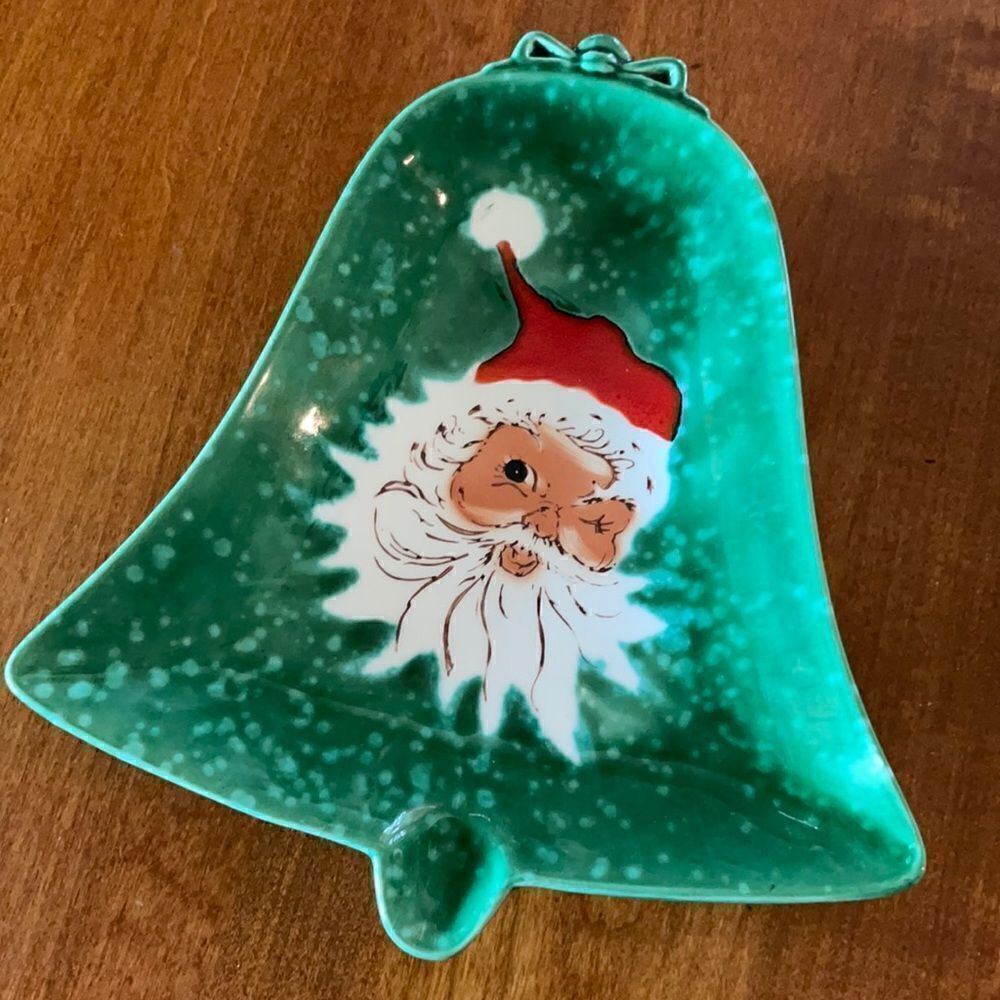 Vintage Lefton Winking Santa Bell Shaped Dish